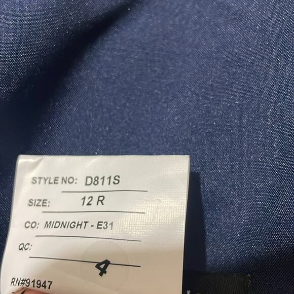 Alfred Sung Off The Shoulder Satin Navy Maxi Gown New Retails $239 - Picture 7 of 10